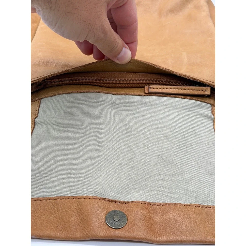 American Leather Co Honey Tan Genuine Leather Flap Backpack Handbag Bag 12x10x4